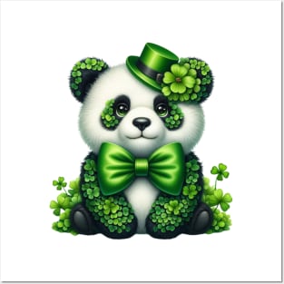 Clover Panda Bear St Patricks Day Posters and Art